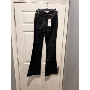 Women's Good American Black Faux Leather Flare Leg Pants US 4